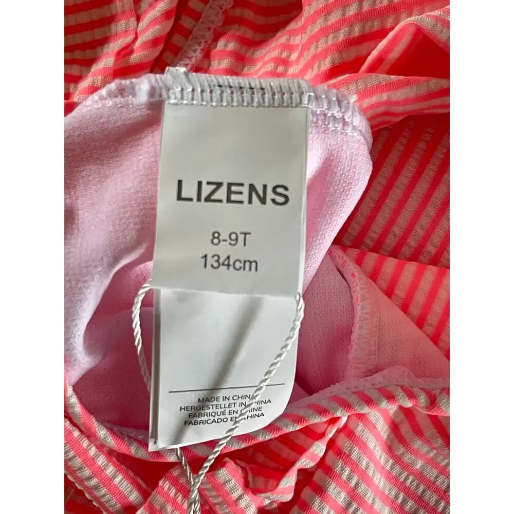 LIZENS Girls Swimsuit Kids Scalloped One Piece Suze 8-9T